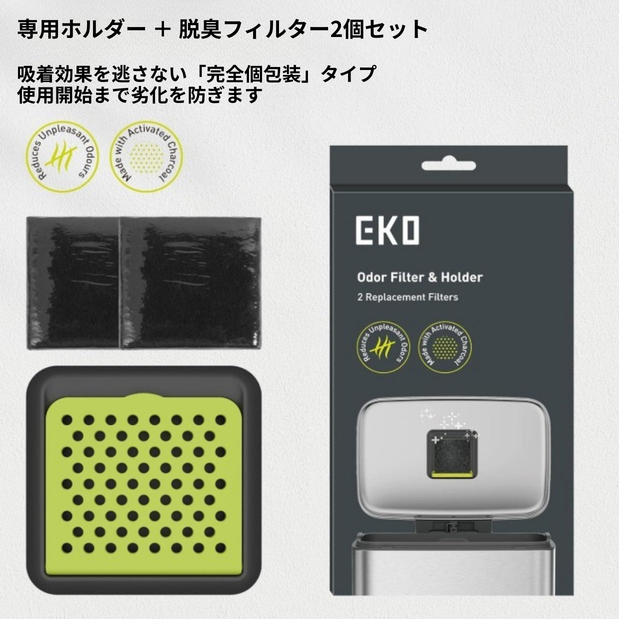 脱臭剤フィルターキット(2個セット)フィルターケース付き