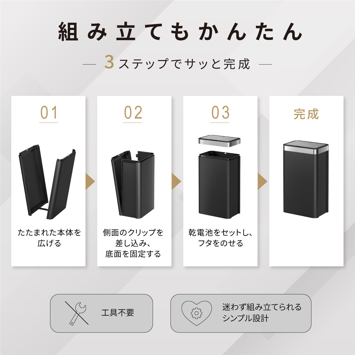エコノヴァ レジン センサービン 50L 折りたたみ式 自動開閉ゴミ箱 EK6578